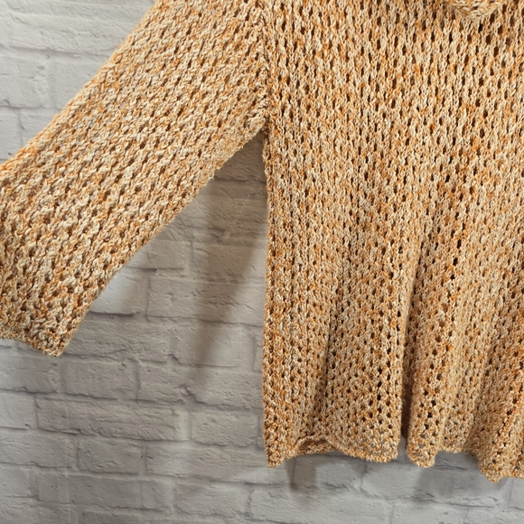W Sundance Orange Open Knit Full Zip Sweater Jacket Size L Hooded Crochet Slouch - Picture 8 of 10